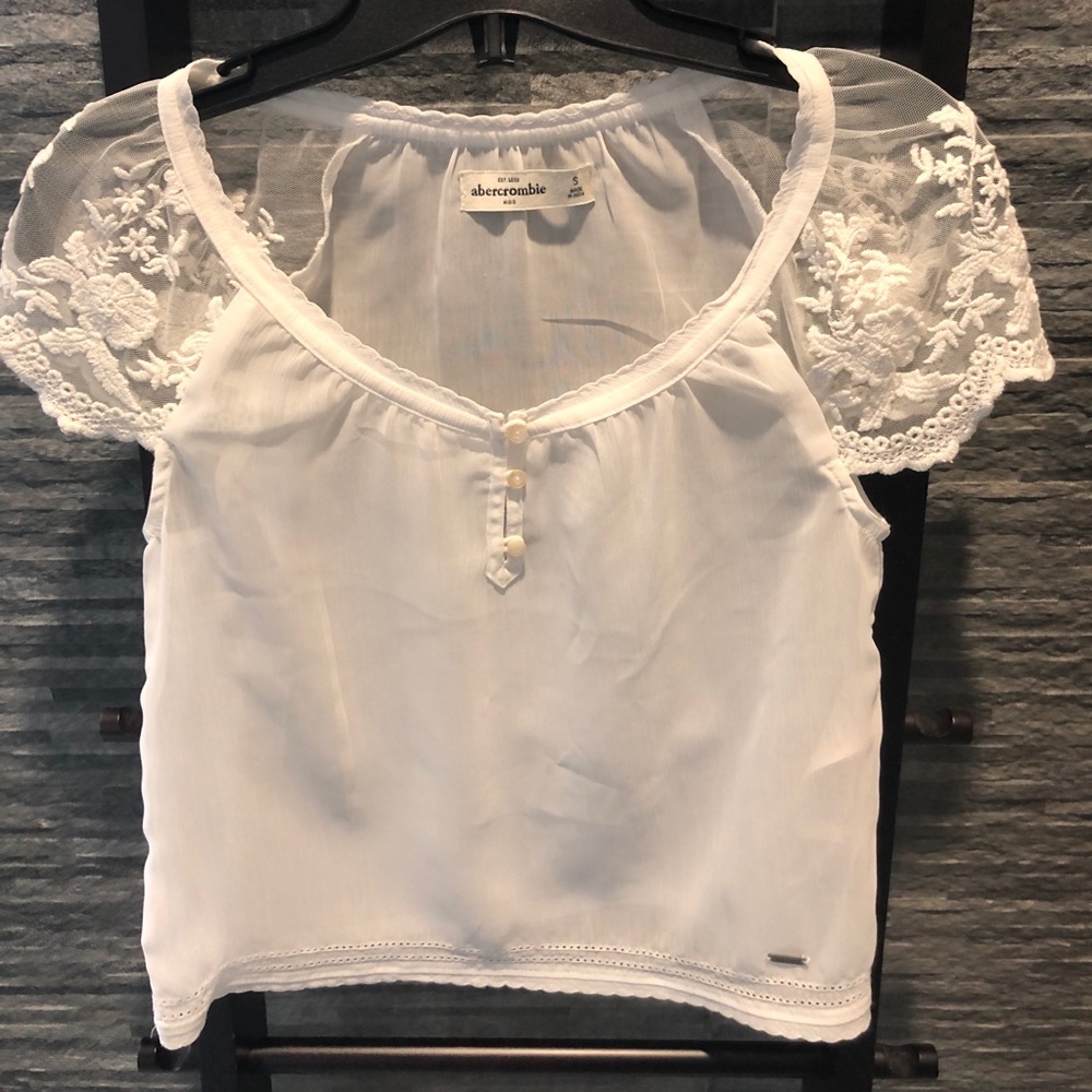 NWOT Abercrombie Kids Sheer Lace Top - Picture 1 of 7